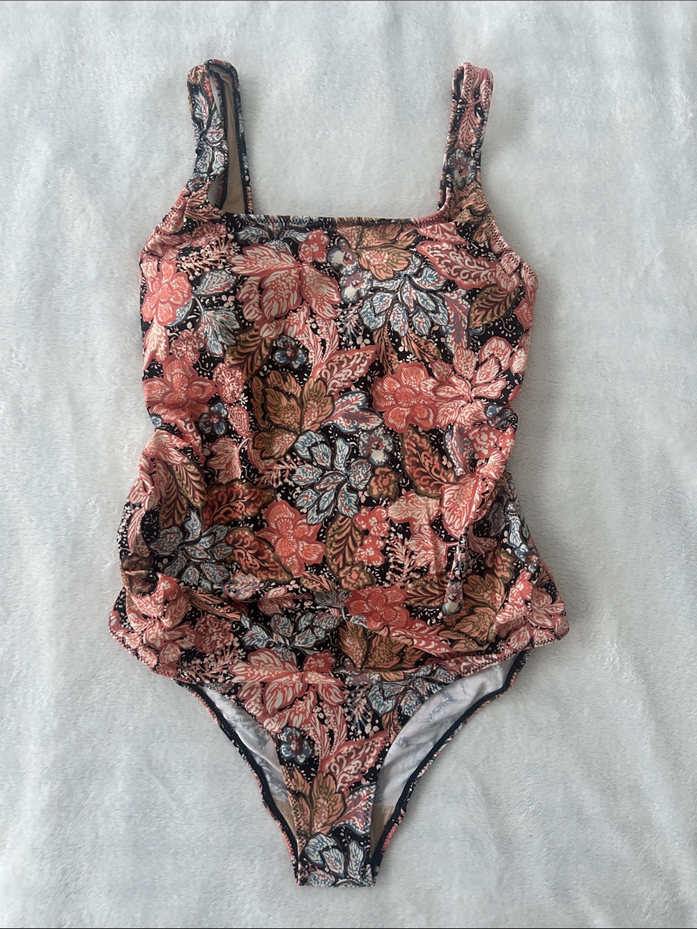A Pea in the Pod Square Neck One Piece Maternity Swimsuit Floral Size S NWT